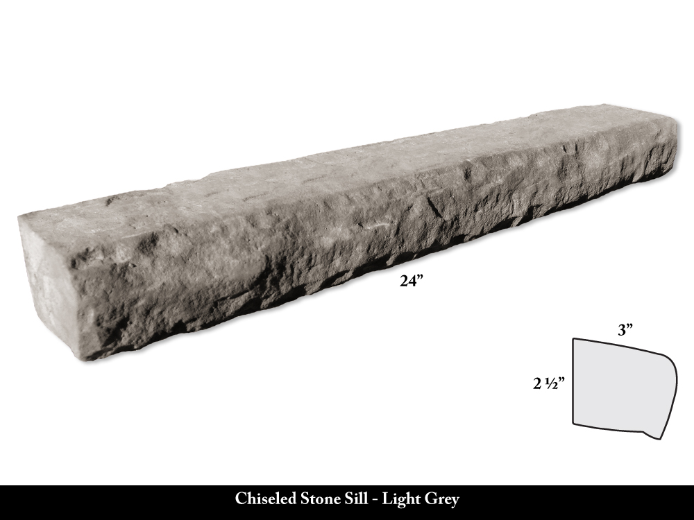 CHISELED STONE SERIES - 5' HEARTHSTONE (1 Piece w/Chiseled Face) - Grey